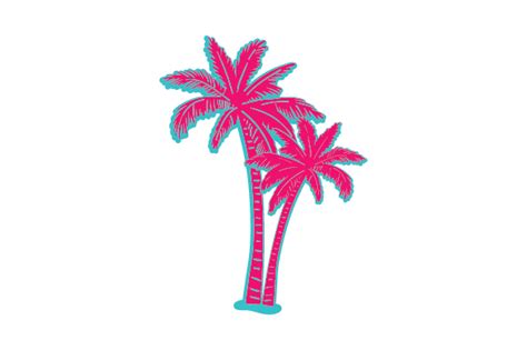 Japanese Vaporwave Style Palmtrees SVG Cut File By Creative Fabrica