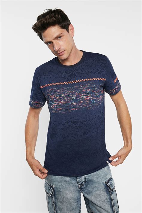 Desigual Basic T Shirt Bordüre Jacquard Herren T Shirts Polos