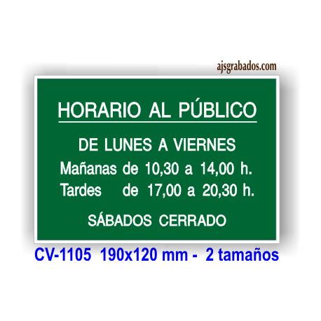 Placa Horario Formica Verde Grabada Hasta L Neas Para Personalizar