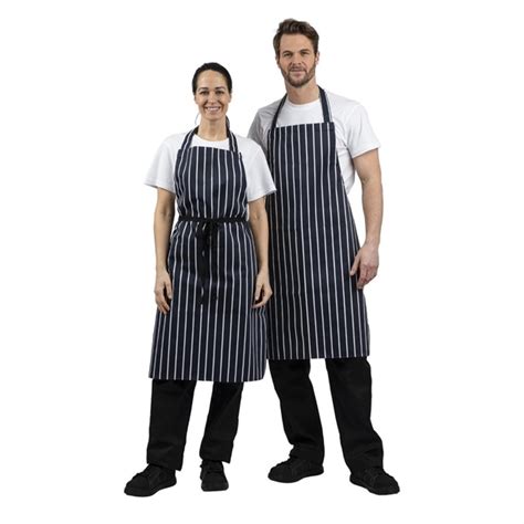 Whites Butchers Apron Navy Stripe A530 Buy Online At Nisbets