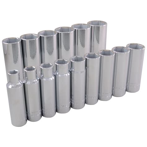 12 Dr 15 Piece 6 Point Deep Sae Socket Set Gray Tools Online Store