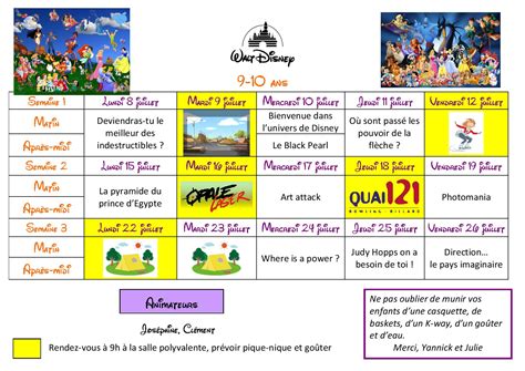 Plannings Centre De Loisirs Juillet 2019 Et Trousseau Camping Ville