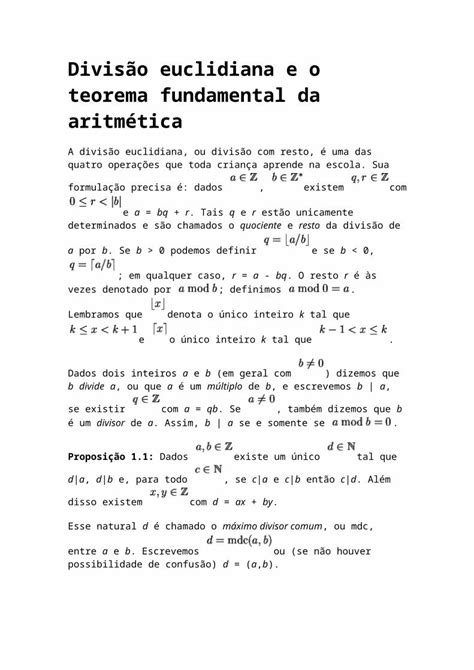 DOC Divisão euclidiana e o teorema fundamental da aritmética