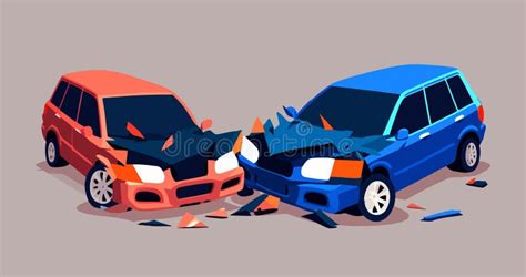 The Vector Illustration Depicts A Traffic Accident Between Two Cars At