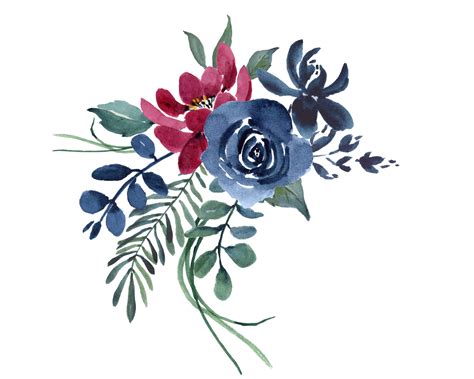 Navy And Burgundy Watercolor Clip Art Floral Designs Etsy Hong Kong