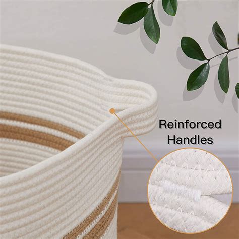 COTTON ROPE Laundry Basket Organizer Planter Dia 50 White Natural