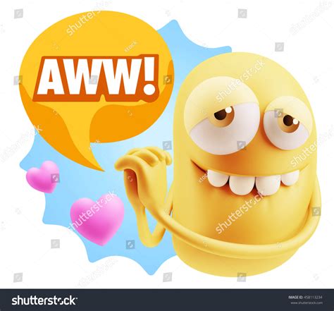 3d Rendering Emoji Saying Awww Colorful Stock Illustration 458113234