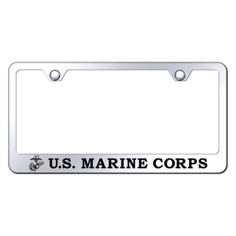 Autogold® Lf Usmcnl Ec Chrome License Plate Frame With Laser Etched U