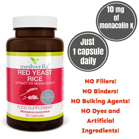 Medverita Red Yeast Rice Extract 60 Caps Free Uk Delivery On All Orders