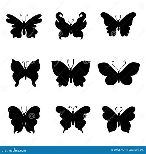 Butterfly Silhouettes Monochrome Butterflies Silhouettes Collection On