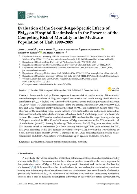 Pdf Evaluation Of The Sex And Age Specific Effects Of Pm25 On