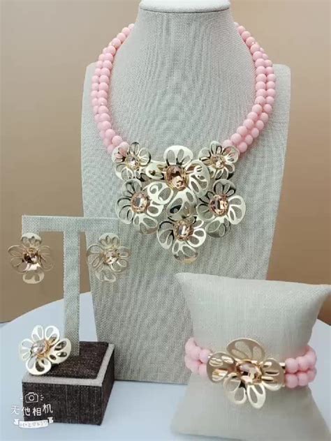 Yuminglai Conjunto De Joyas De Oro Con Cuentas Conjunto De Joyer A