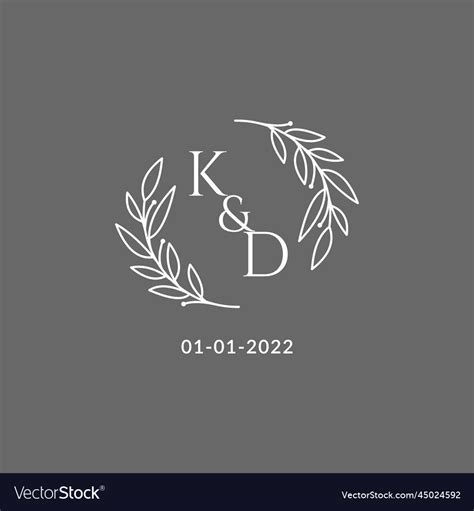 Initial Letter Kd Monogram Wedding Logo Royalty Free Vector