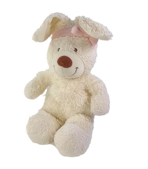 Peluche Doudou Lapin Blanc Noeud Rose 35 Cm TEX Baby Carrefour Chez