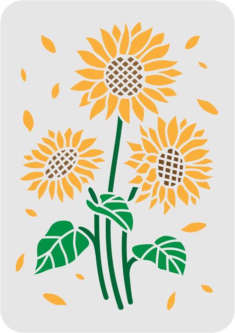 FINGERINSPIRE Three Sunflowers Stencil Template 11 6x8 3 Inch Plastic