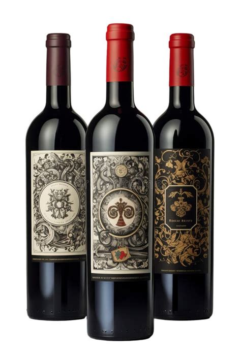 Three Dark Bottles of Wine with Dark Labels Stock Photo - Illustration ...