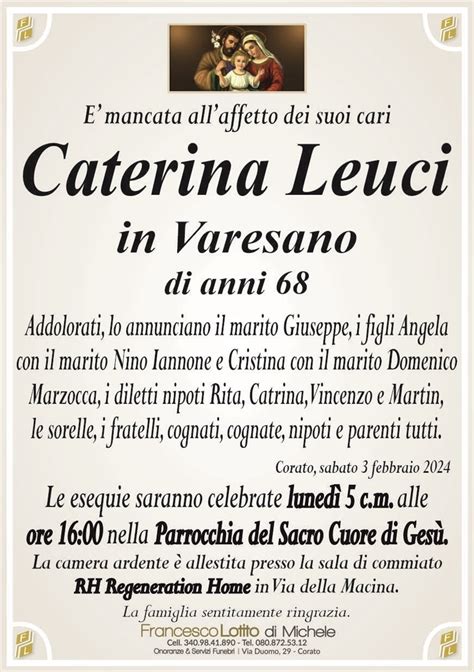 Caterina Leuci In Varesano Corato Necrologi Web