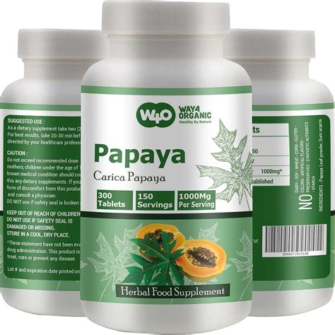 Amazon.com: WAY 4 ORGANIC W4O Papaya Leaf Extract Capsules (Tablets