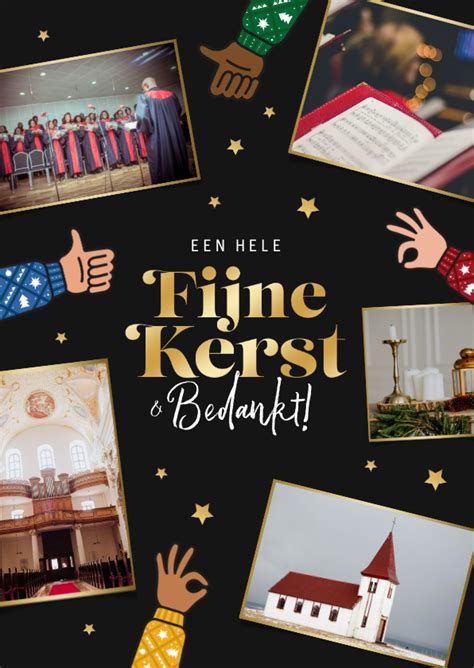 Kerstkaart Fijne Kerst Bedankt Duimpjes Sterren Kaartje Go