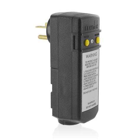 Leviton 20 Amp 120 Volt Right Angle Grounding Gfci Plug Black 16793