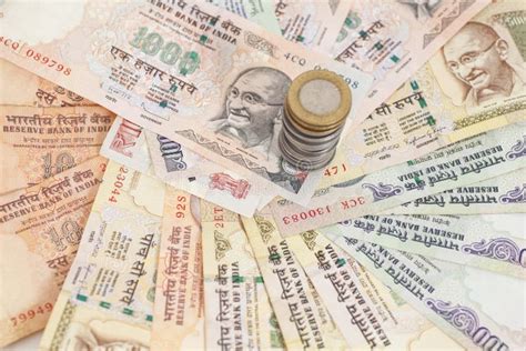 Indian Currency Rupee Notes And Coins Stock Image Image Of Indian