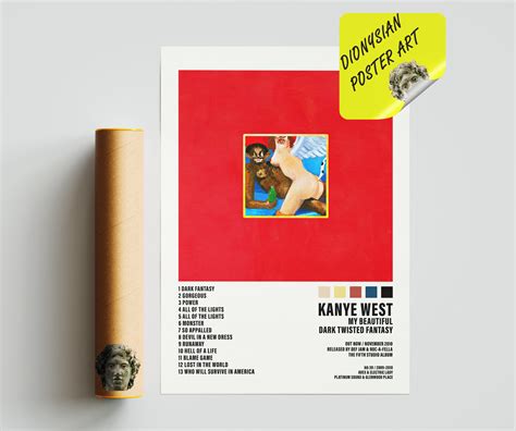 Kanye West My Beautiful Dark Twisted Fantasy Poster Album Etsy