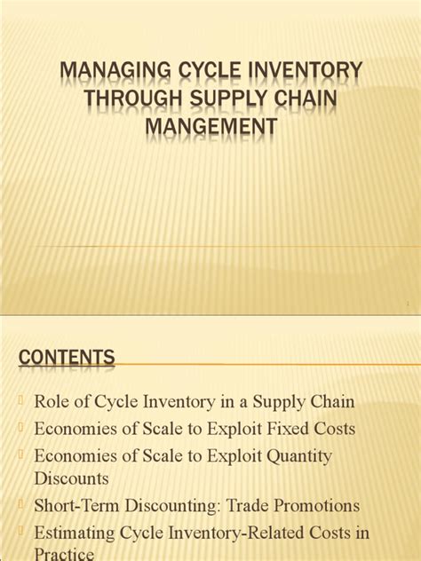 Cycle Inventory | PDF | Inventory | Supply Chain