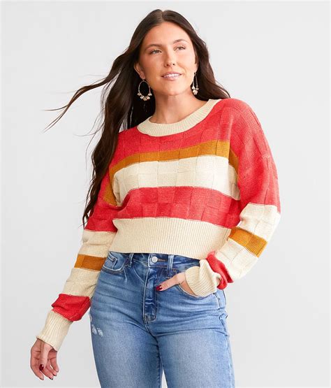 Willow And Root Striped Sweater Womens Sweaters In Red Brown Cream