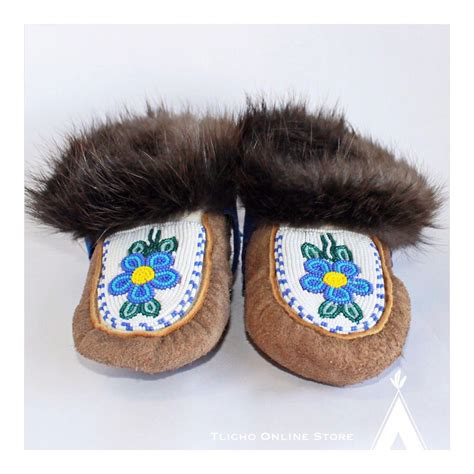 Moccasin Slippers For 120 Made Out Of Commercial Hide With Beading