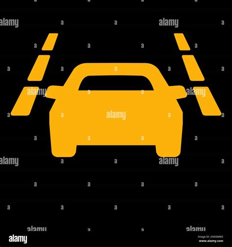 Amber Vector Graphic On A Black Background Of A Dashboard Warning Light For Lane Departure Stock