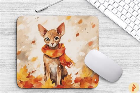 Cute Cornish Rex Cat In Fall Mouse Pad By Mulew Art Thehungryjpeg