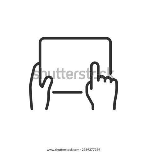 Using Tablet Linear Icon Hands Holding Stock Vector Royalty Free