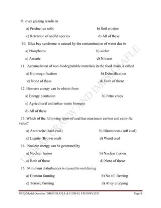 Mcq Of Environment For Public Health PDF