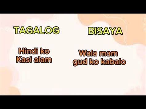 Tagalog Translate To Bisaya Learn Bisaya Language Part Youtube