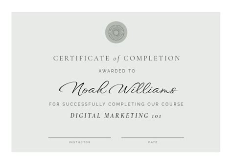 Design Wizard Free Course Completion Certificate Template Sample