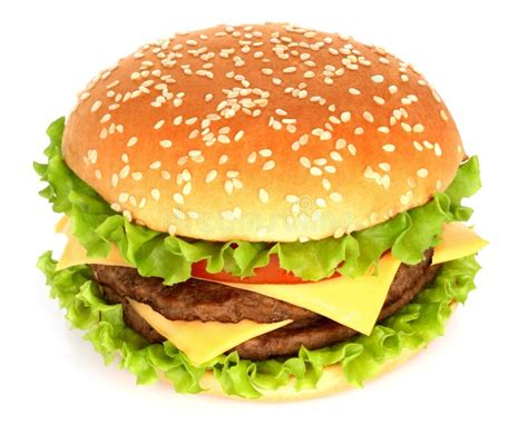 Großer Hamburger Auf Weißem Hintergrund Stockfoto Bild Von