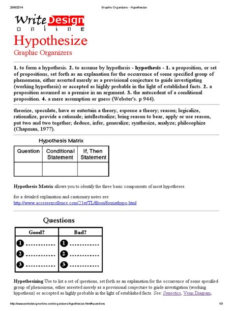 Graphic Organizers Hypothesize Pdf Hypothesis Epistemology