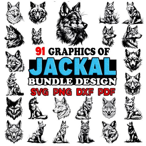 Jackal Bundle Svg Png Dxf Pdf Instant Digital Downloads Etsy