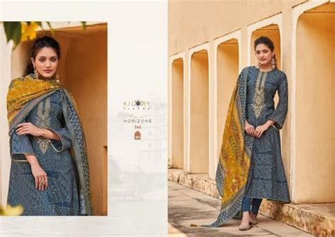 Straight Muslin Silk Viscose Designer Suit Unstitched Multi Color At