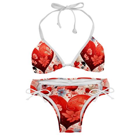 Valentine S Day Love Detachable Sponge Adjustable Strap Bikini Set Two