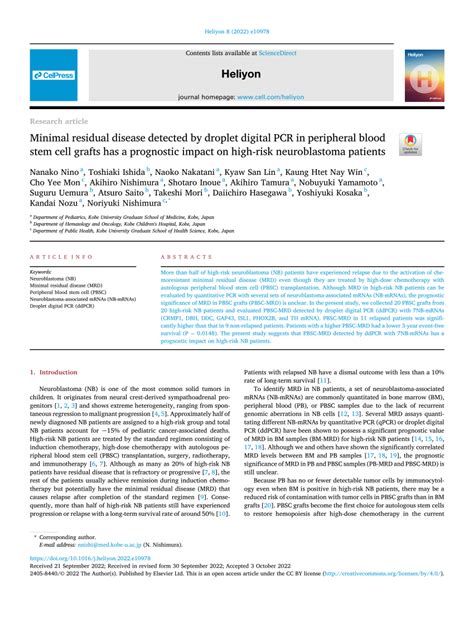 PDF Minimal Residual Disease Detected By Droplet Digital PCR In