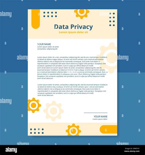 Privacidad De Datos Plantilla De Letterhead Plano Dibujos Animados De