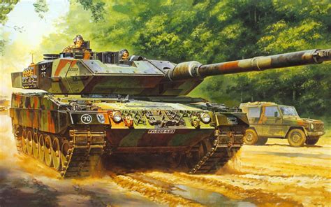 Download wallpapers Leopard 2A6, art, German main battle tank, drawing ...