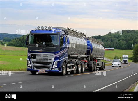 Salo Finland June New Blue Volvo Fh Tank Truck Moves