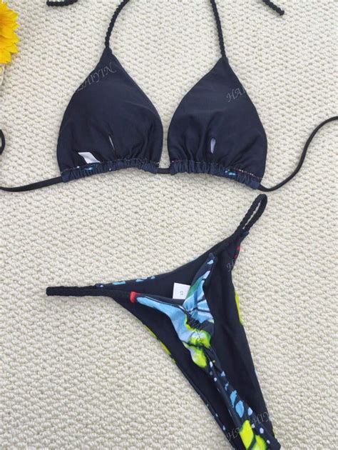 Conjunto de bikini 2025 con tiras anudadas diseño con mariposa recortada traje de baño sexy