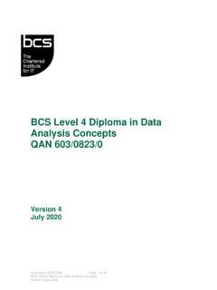 Bcs Level Diploma In Data Analysis Concepts Qan Bcs Level