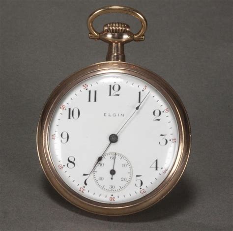 Elgin Open Face Pocket Watch With Circular White Enamel Dial