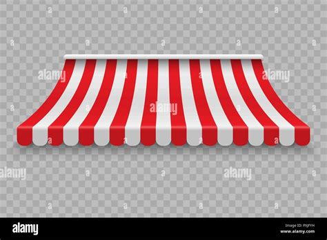 Realistic Outdoor Awning For Cafe And Shop Vector Mockup Stock Vector