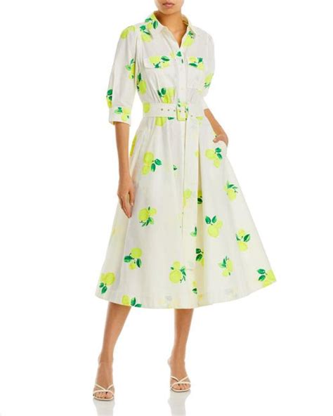 Essentiel Antwerp Darko Belted Lemon Print Shirt Dress In Green Lyst