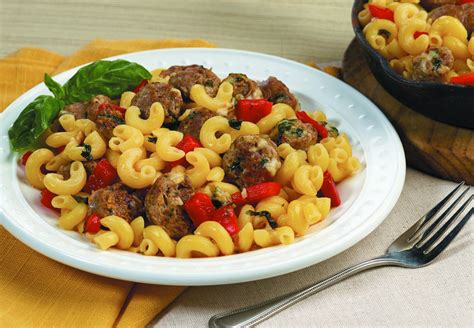 Basil Sweet Peppers And Italian Sausage With Elbows Muellers Recipes Muellers Pasta